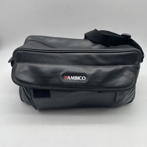 AMBICO Camera Camcorder Bag Black Leather 14”x7”